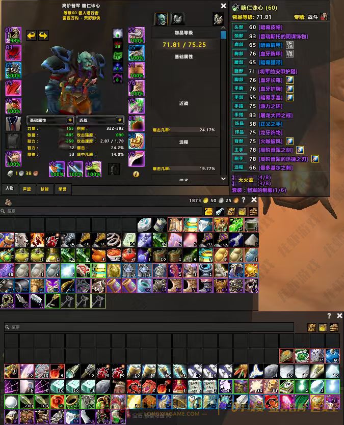 龙牙盗贼T0.5套，耐泪眼柄2.5术士暗抗...